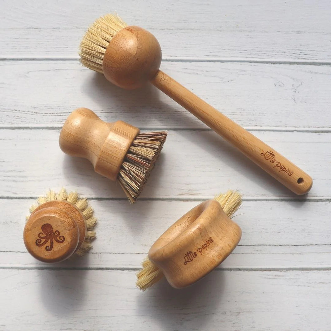 Bamboo Kitchen Dish Brush - Set of 4