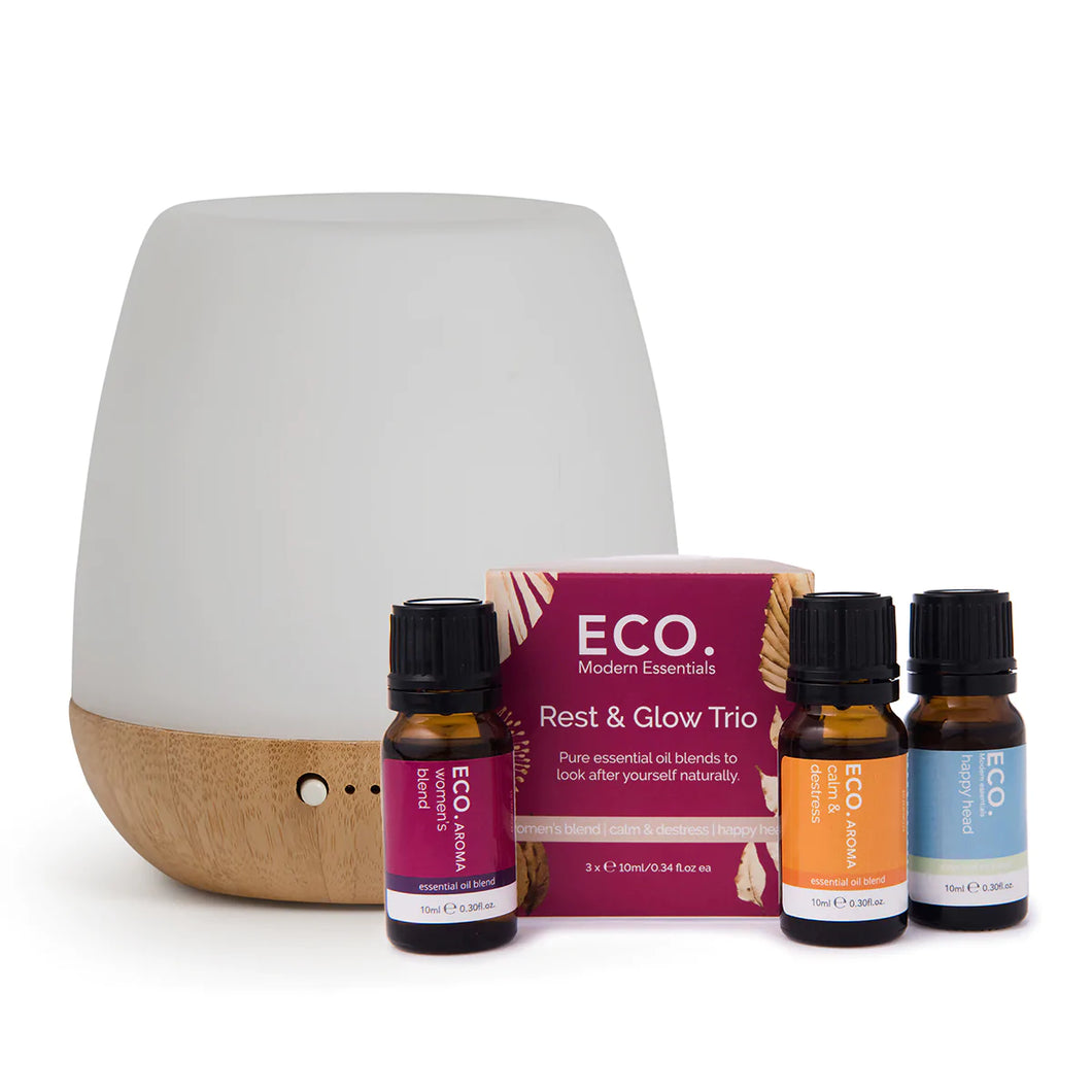 Bliss Diffuser & Rest & Glow Essential Oil Trio