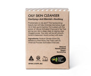 Oily Skin Facial Cleanser Bar - Activated Charcoal & Tea Tree