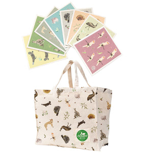 Tote-ally Wild Animal Print Shopping Bag & Cellulose Sponge Bundle