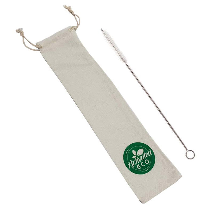 Cotton Reusable Straw Storage Pouch & Brush