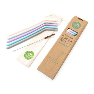 Reusable Silicone Straws 10 Pack - Pastel