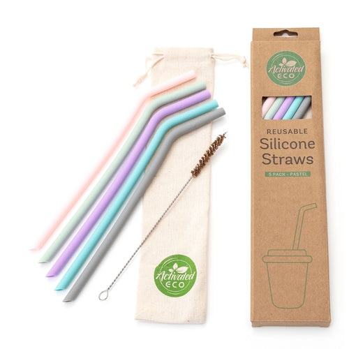 Reusable Silicone Straws 5 Pack - Pastel