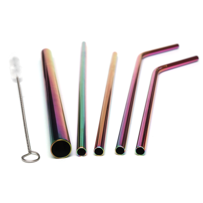 Rainbow Stainless Steel Straw Set