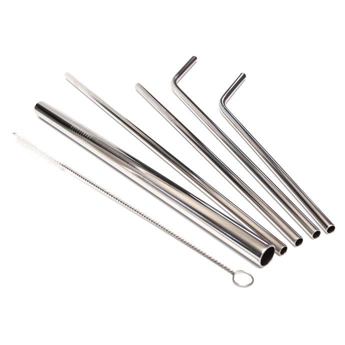 Silver Stainless Steel Straw Set