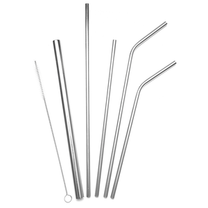 Silver Stainless Steel Straw Set