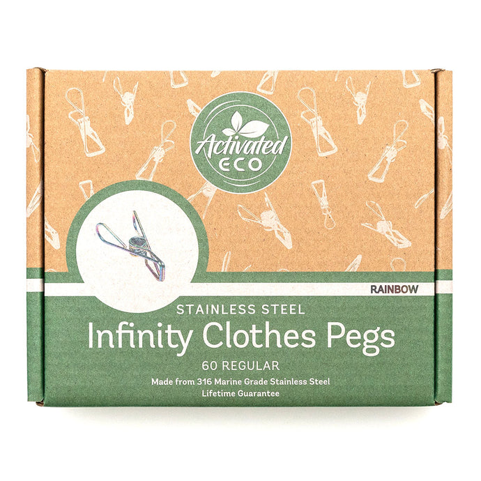 Rainbow Stainless Steel Infinity Clothes Pegs 60 Pack