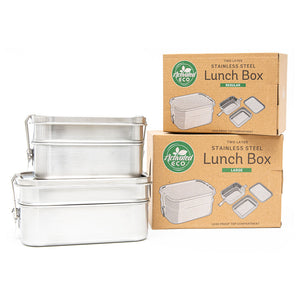 STAINLESS STEEL LUNCH BOX, 2 TIER Leak Proof, 3 COMPARTMENTS, 60 OZ – ecozoi
