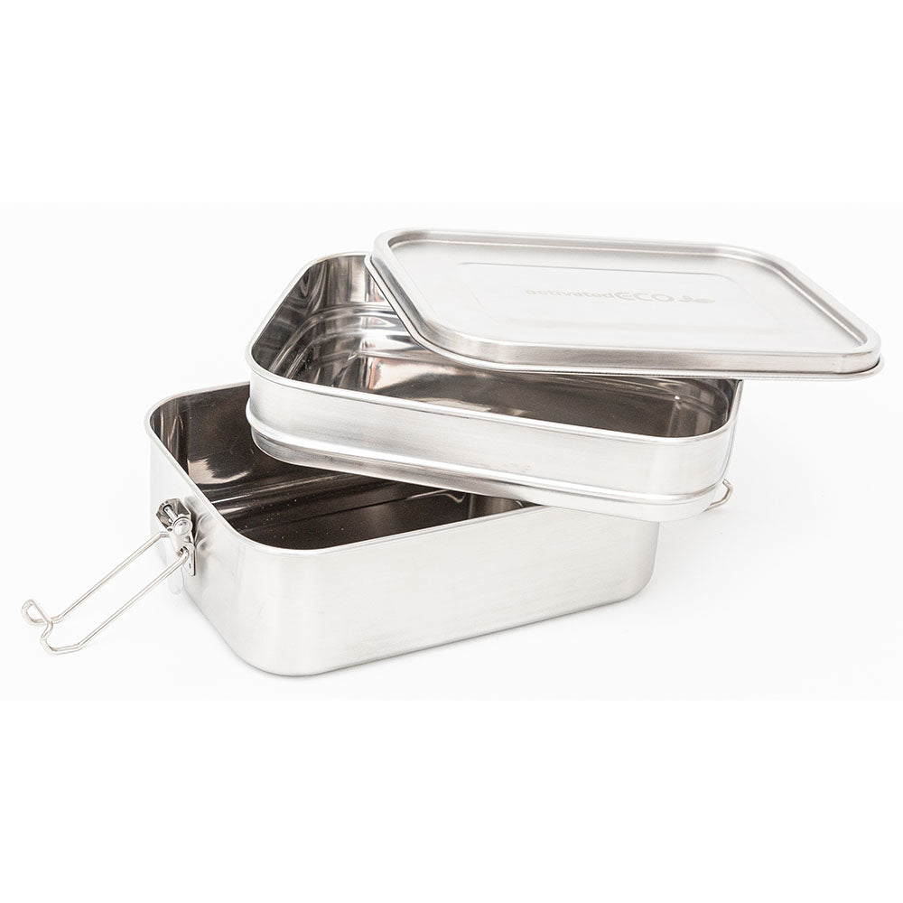 STAINLESS STEEL LUNCH BOX, 2 TIER Leak Proof, 3 COMPARTMENTS, 60 OZ – ecozoi