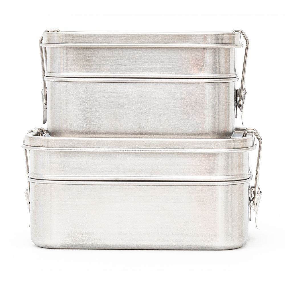 Minimal Stainless Steel Lunch Box 1260 ml Set of 2 - Silver